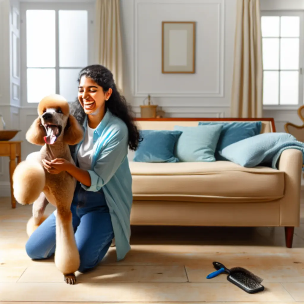 Happy pet owner bonding