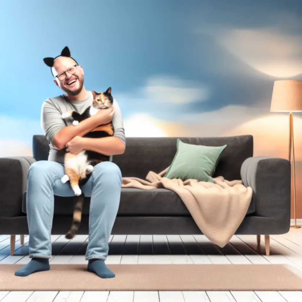 Właściciel przytulający kota